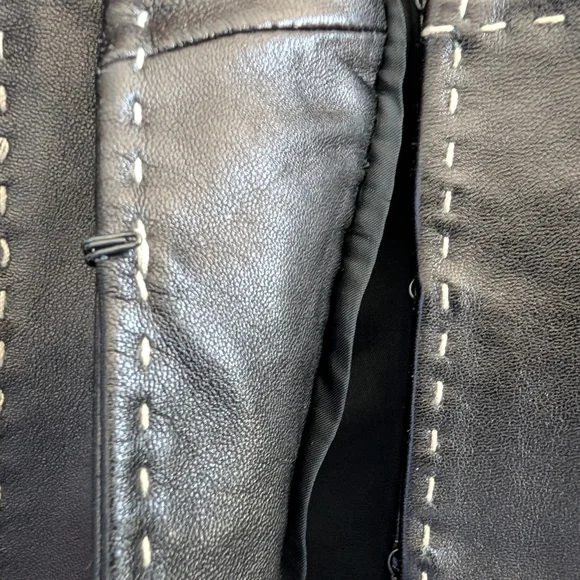 INC Black Leather Lined Jacket with Stitch Detailing - M - Picture 3 of 14